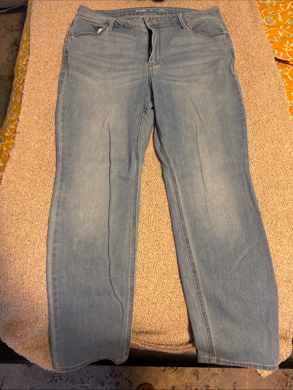Old Navy High Rise Wow Straight Jeans Denim Light Wash Petite